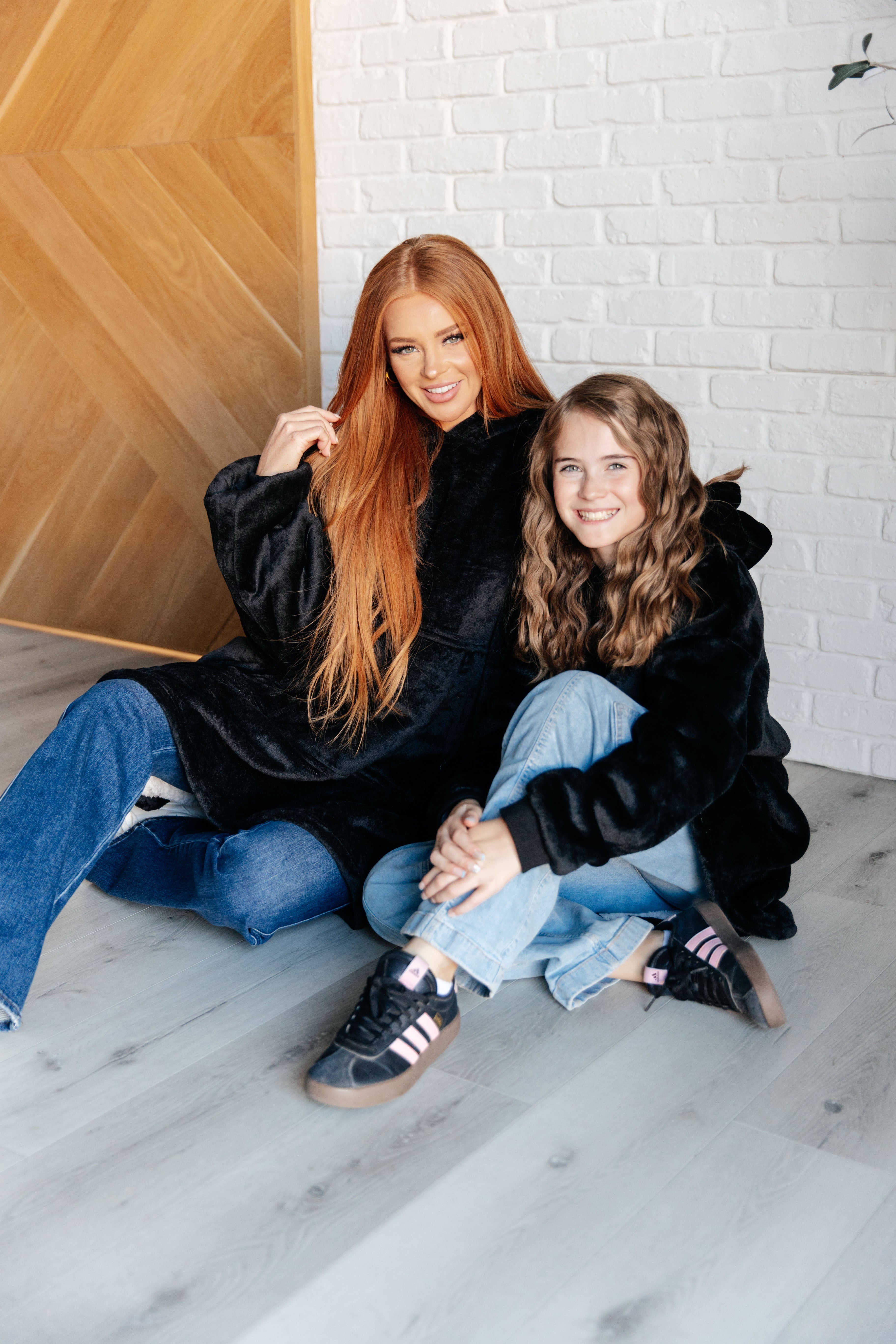 Oversized Velour Blanket Hoodie in Black - Charming Charlie