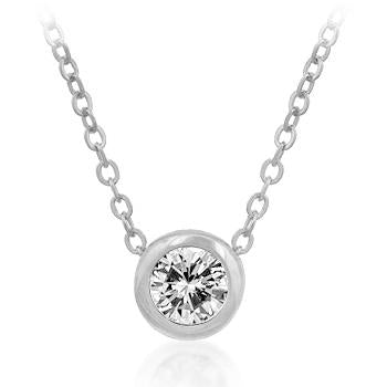 Solitaire Bezel Cubic Zirconia Pendant - Charming Charlie