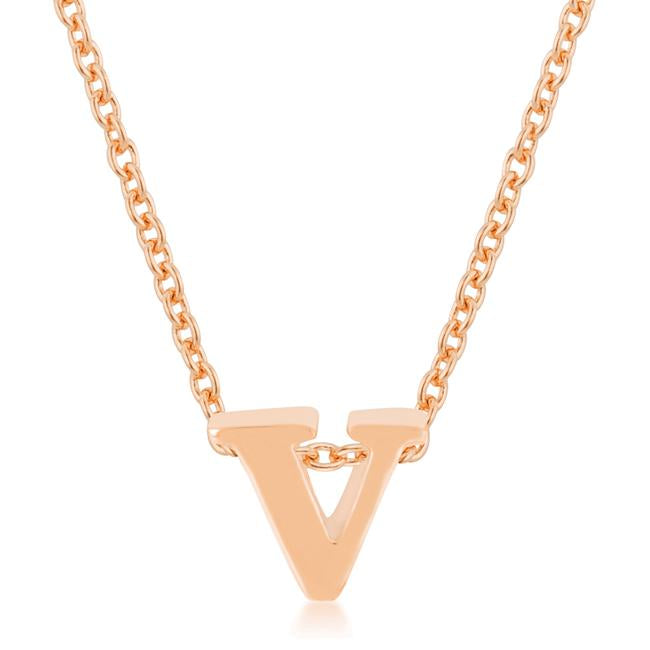 Rose Gold Finish Initial V Pendant - Charming Charlie