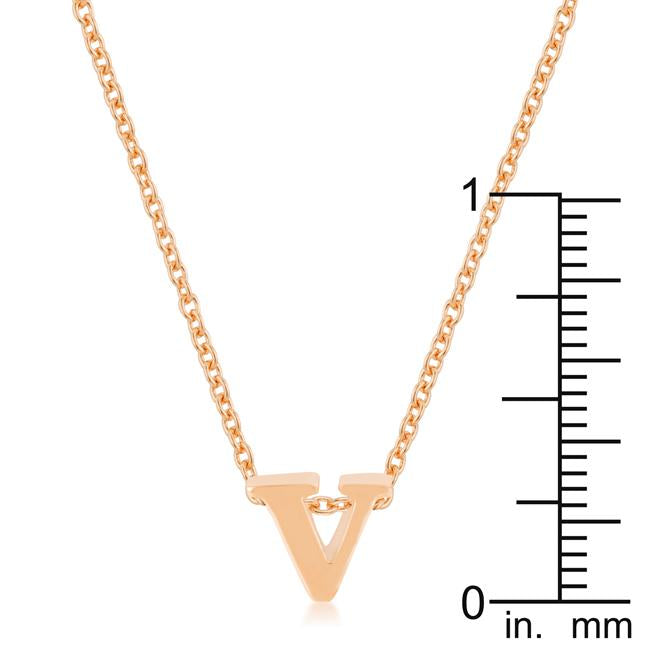 Rose Gold Finish Initial V Pendant - Charming Charlie