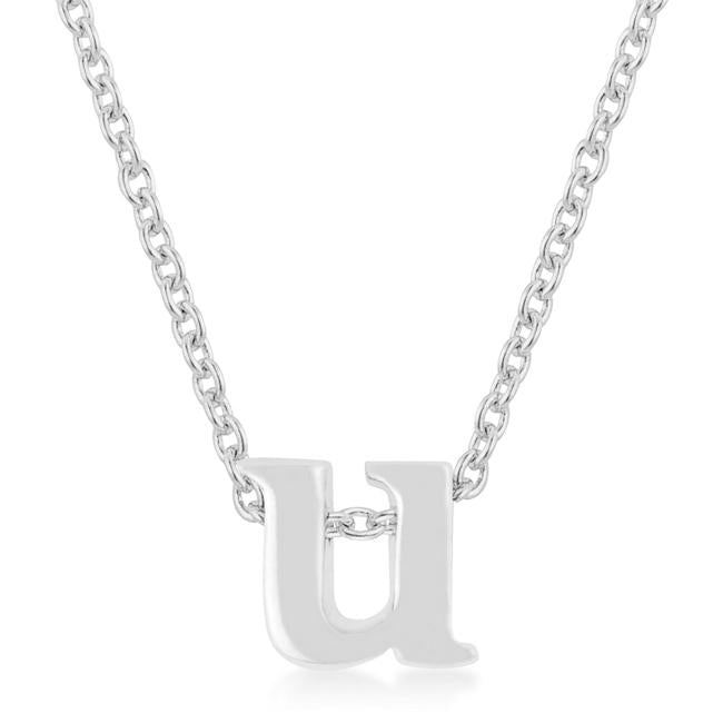 Rhodium Plated Finish Initial U Pendant - Charming Charlie