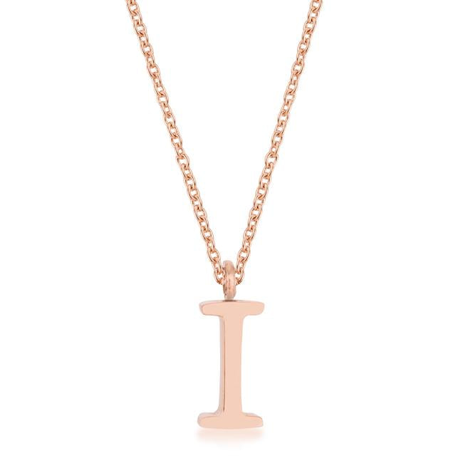 Elaina Rose Gold Stainless Steel I Initial Necklace - Charming Charlie