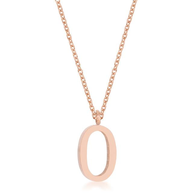 Elaina Rose Gold Stainless Steel O Initial Necklace - Charming Charlie