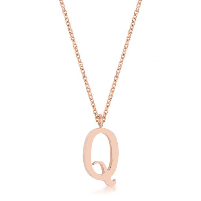 Elaina Rose Gold Stainless Steel Q Initial Necklace - Charming Charlie