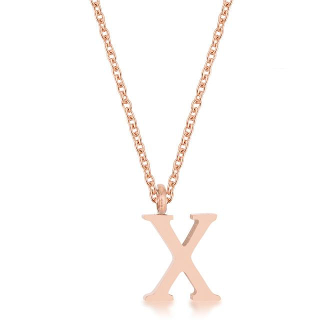 Elaina Rose Gold Stainless Steel X Initial Necklace - Charming Charlie