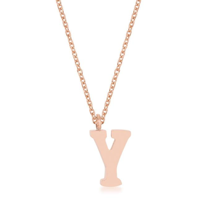 Elaina Rose Gold Stainless Steel Y Initial Necklace - Charming Charlie