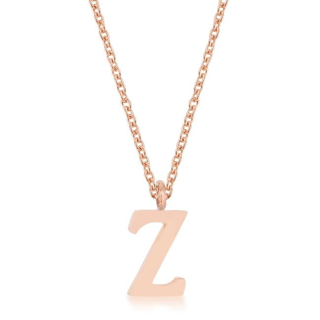 Elaina Rose Gold Stainless Steel Z Initial Necklace - Charming Charlie