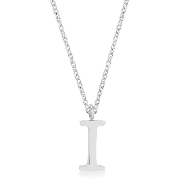 Elaina Rhodium Stainless Steel I Initial Necklace - Charming Charlie