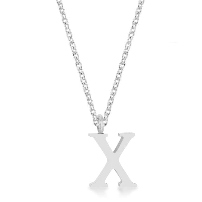 Elaina Rhodium Stainless Steel X Initial Necklace - Charming Charlie