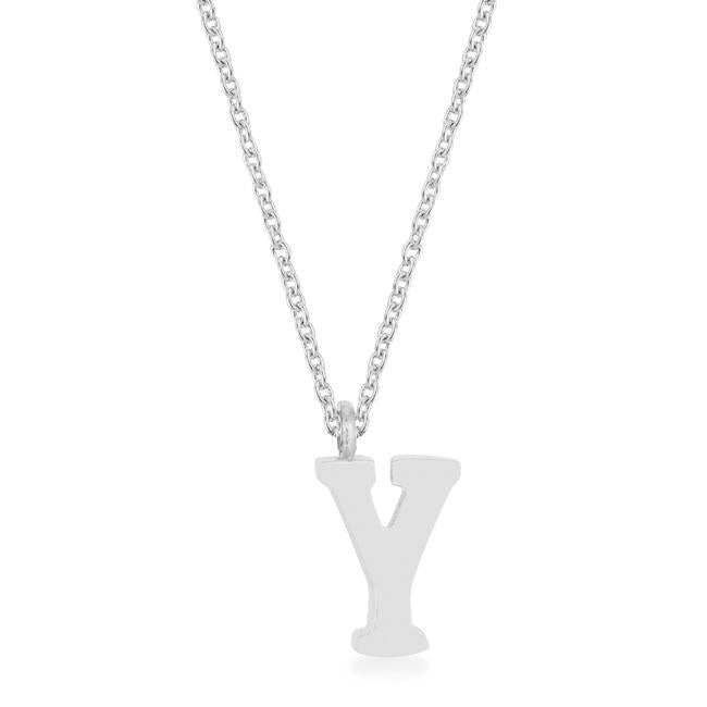 Elaina Rhodium Stainless Steel Y Initial Necklace - Charming Charlie
