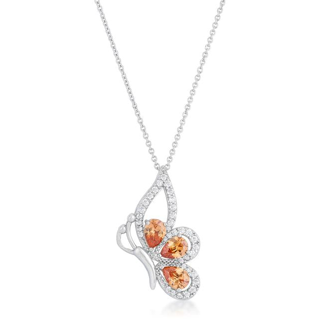 Karen 2.8ct Champagne CZ Rhoidum Butterfly Drop Necklace - Charming Charlie