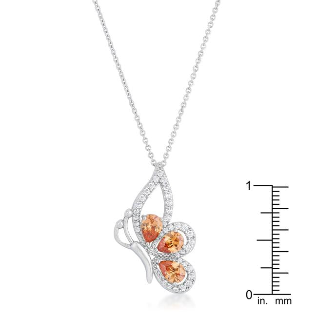 Karen 2.8ct Champagne CZ Rhoidum Butterfly Drop Necklace - Charming Charlie