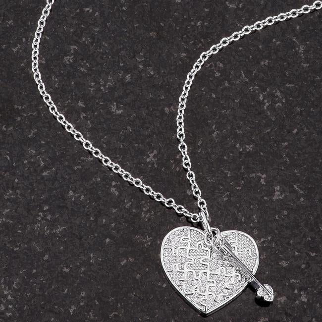 .12 Ct Rhodium Heart and Arrow Pendant with CZ - Charming Charlie