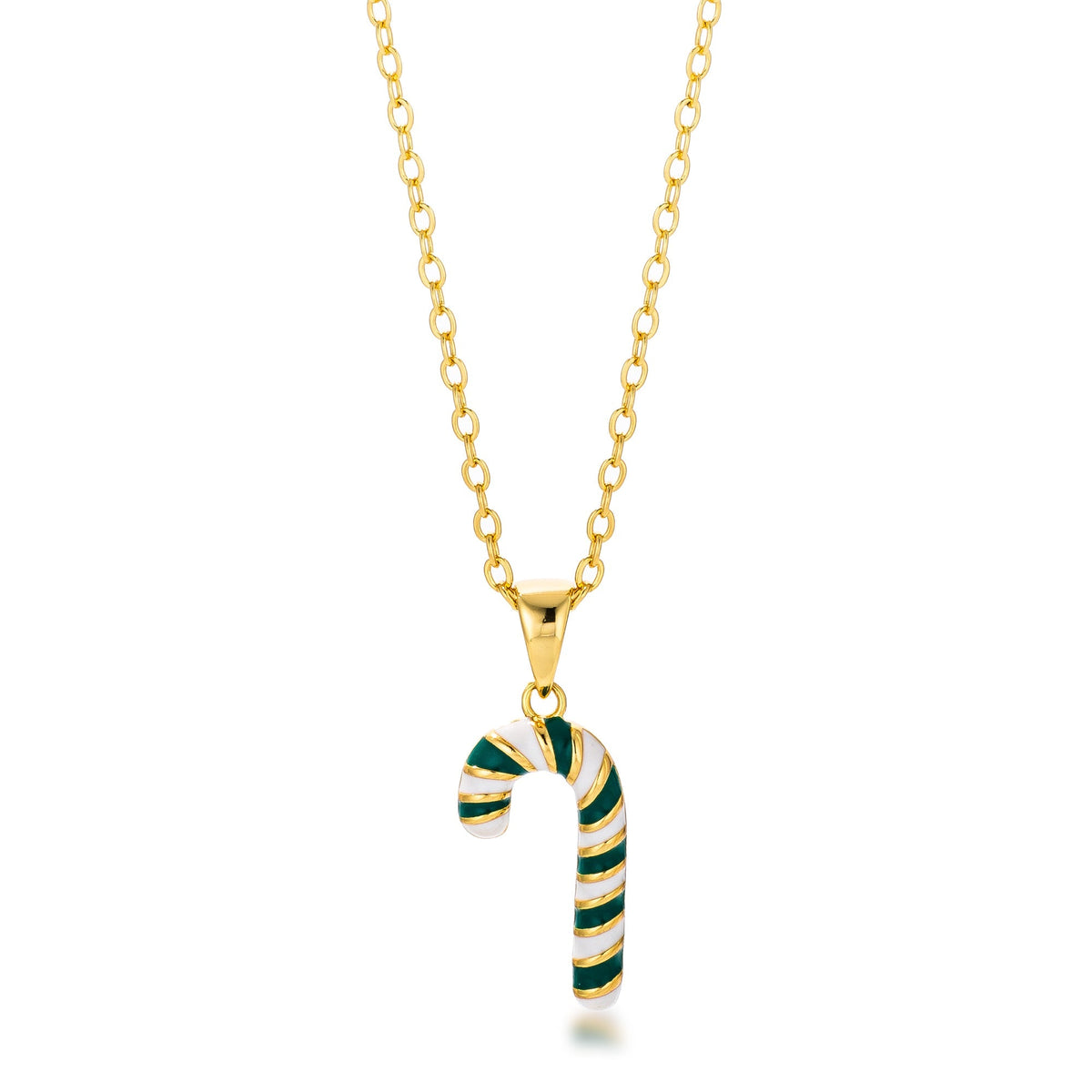 Gold Plated Enamel Candy Cane Necklace - Charming Charlie