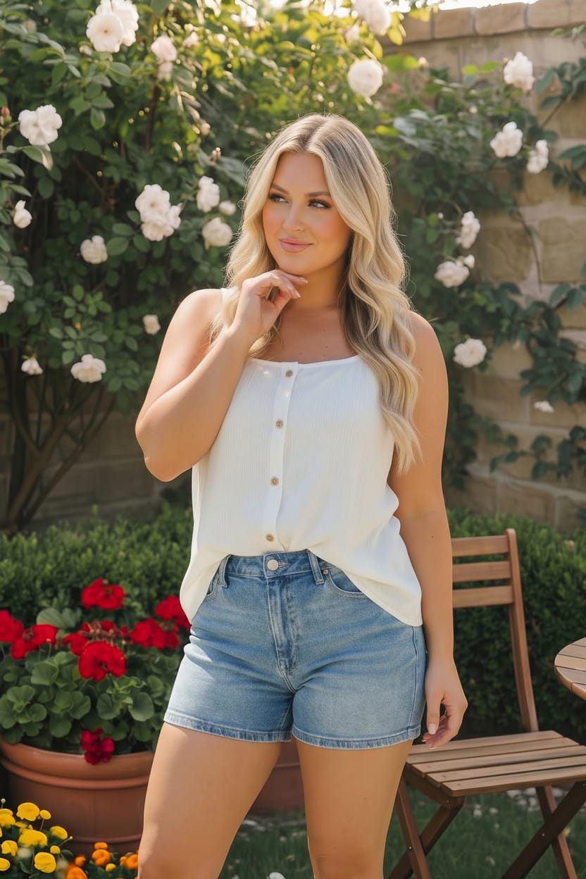 Sunny Days Ribbed Button Tank - Charming Charlie
