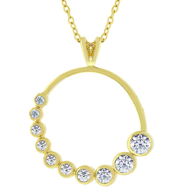 Golden Graduated Cubic Zirconia Circle Pendant - Charming Charlie