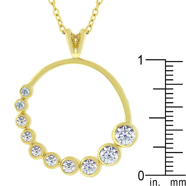 Golden Graduated Cubic Zirconia Circle Pendant - Charming Charlie