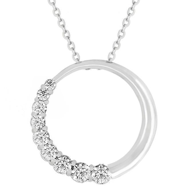 Graduated Cubic Zirconia Circle Pendant - Charming Charlie