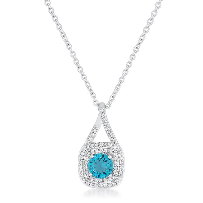 Christal 1.2ct Aqua CZ Rhodium Classic Necklace - Charming Charlie