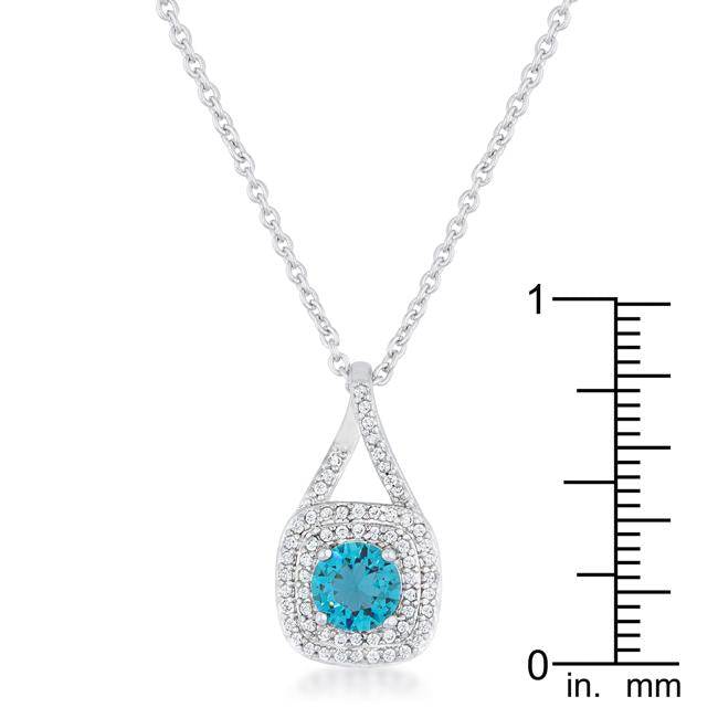 Christal 1.2ct Aqua CZ Rhodium Classic Necklace - Charming Charlie