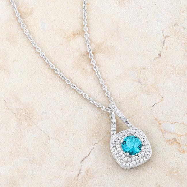 Christal 1.2ct Aqua CZ Rhodium Classic Necklace - Charming Charlie