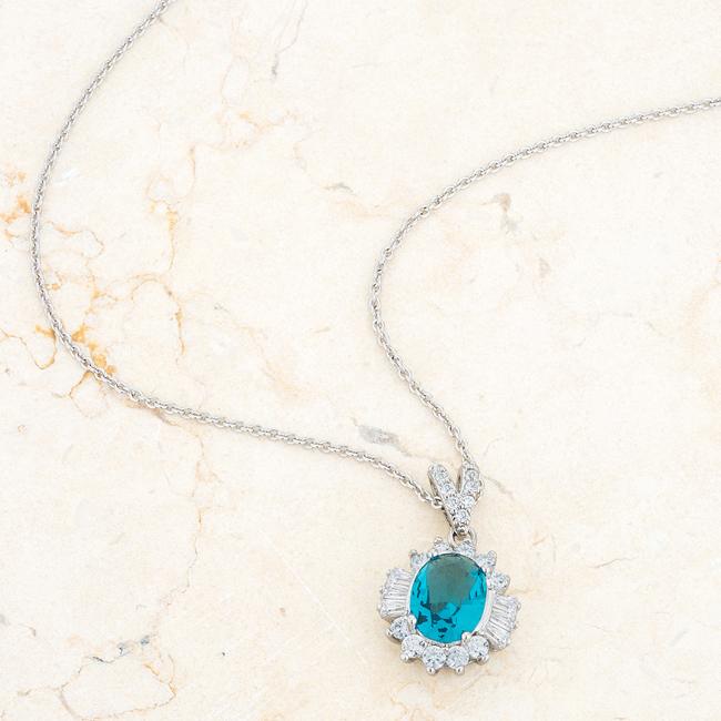 Chrisalee 3.2ct Aqua CZ Classic Drop Necklace - Charming Charlie