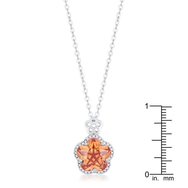 Beautiful Floral Cut Champagne CZ Pendant - Charming Charlie