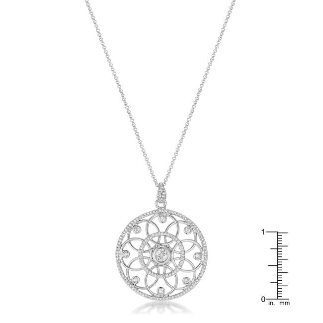 1.4 Ct Rhodium Pendant Necklace with Interlocking Circles and CZ - Charming Charlie