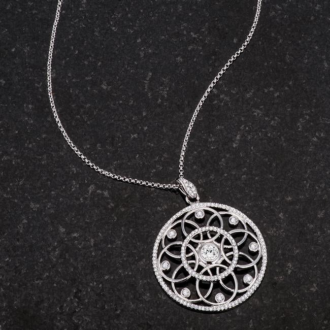 1.4 Ct Rhodium Pendant Necklace with Interlocking Circles and CZ - Charming Charlie