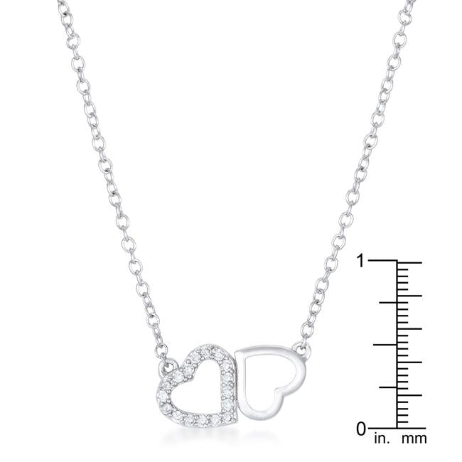 Sweet and Romantic Rhodium Melded CZ Hearts Necklace - Charming Charlie
