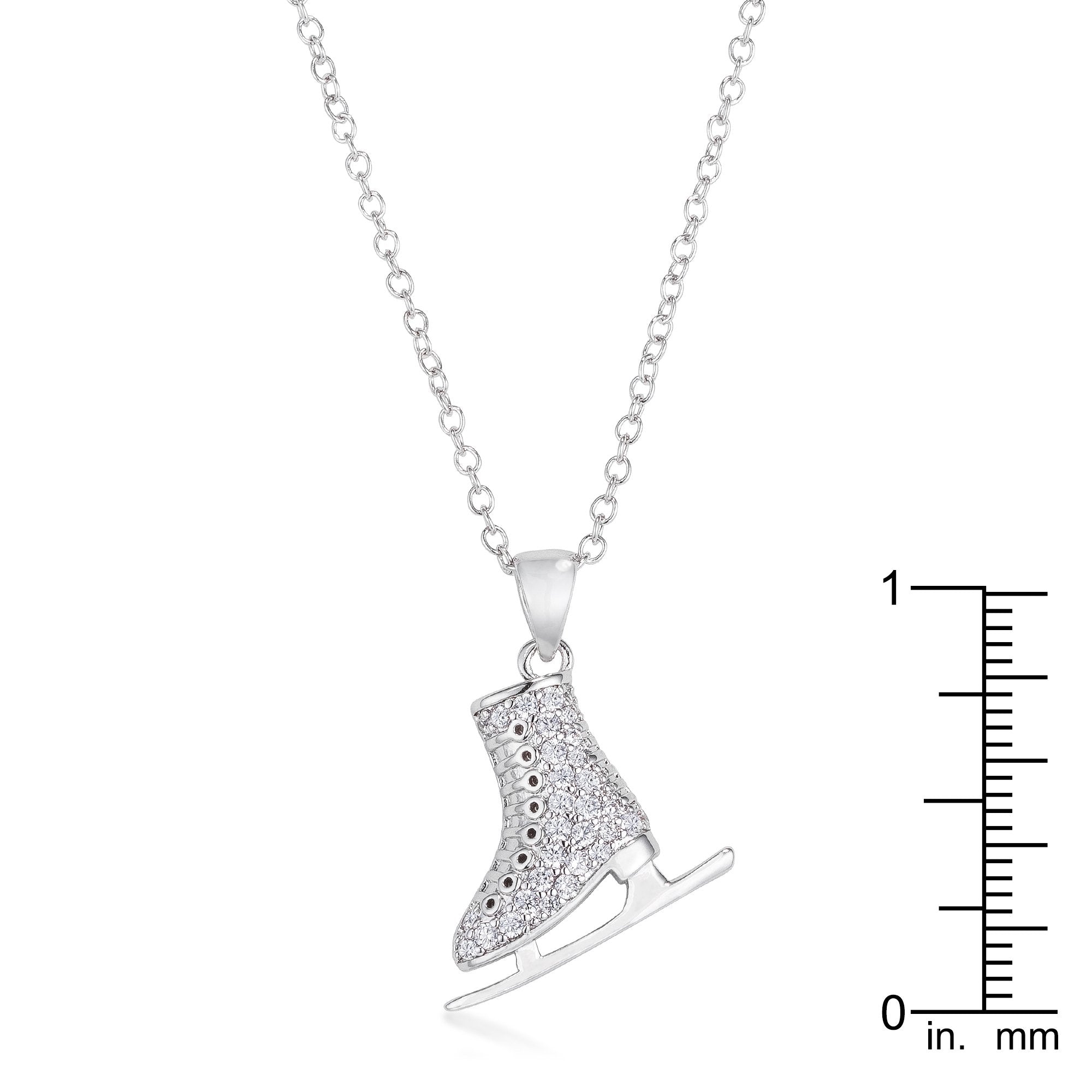 Delicate .4Ct Rhodium Plated Ice Skate Pendant - Charming Charlie