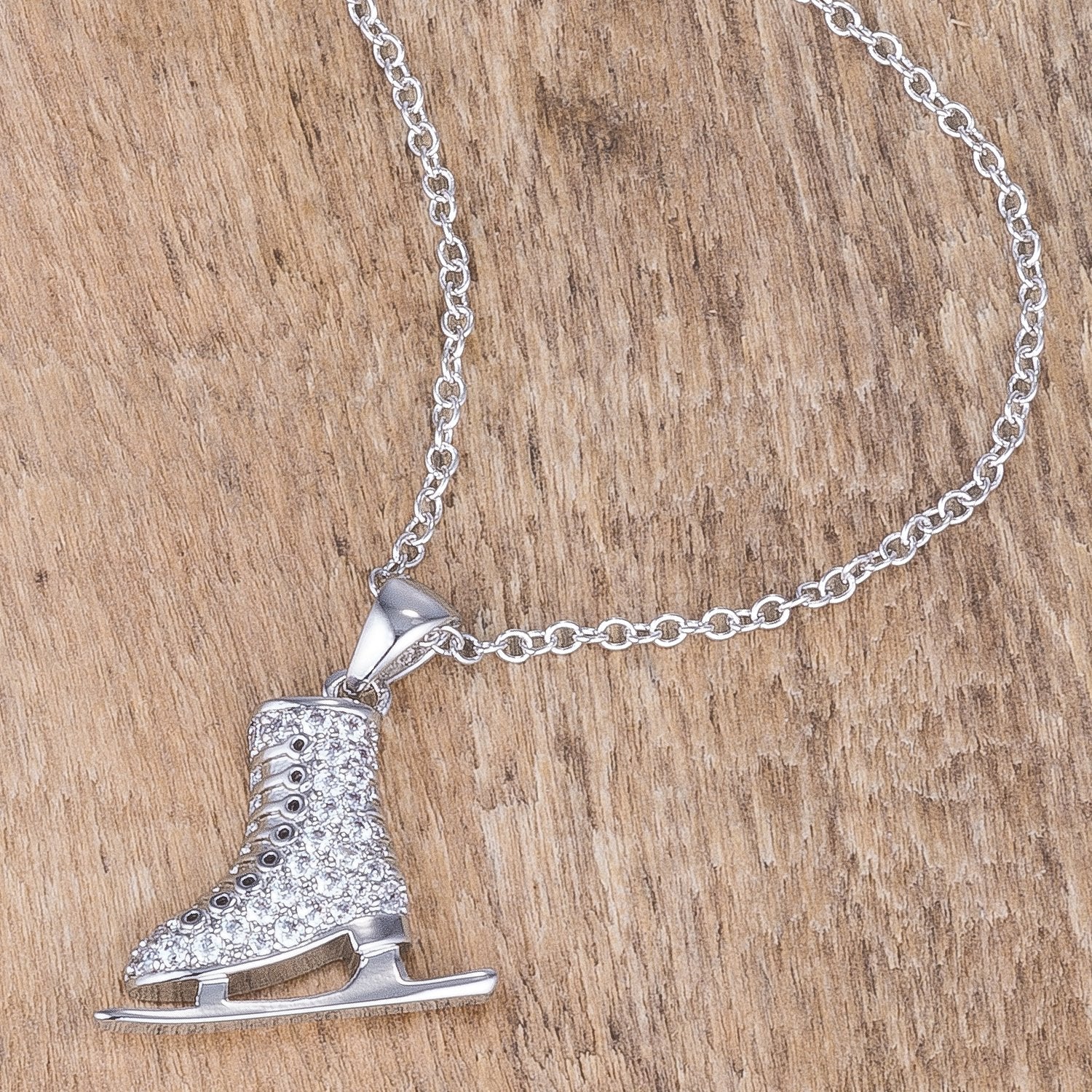 Delicate .4Ct Rhodium Plated Ice Skate Pendant - Charming Charlie