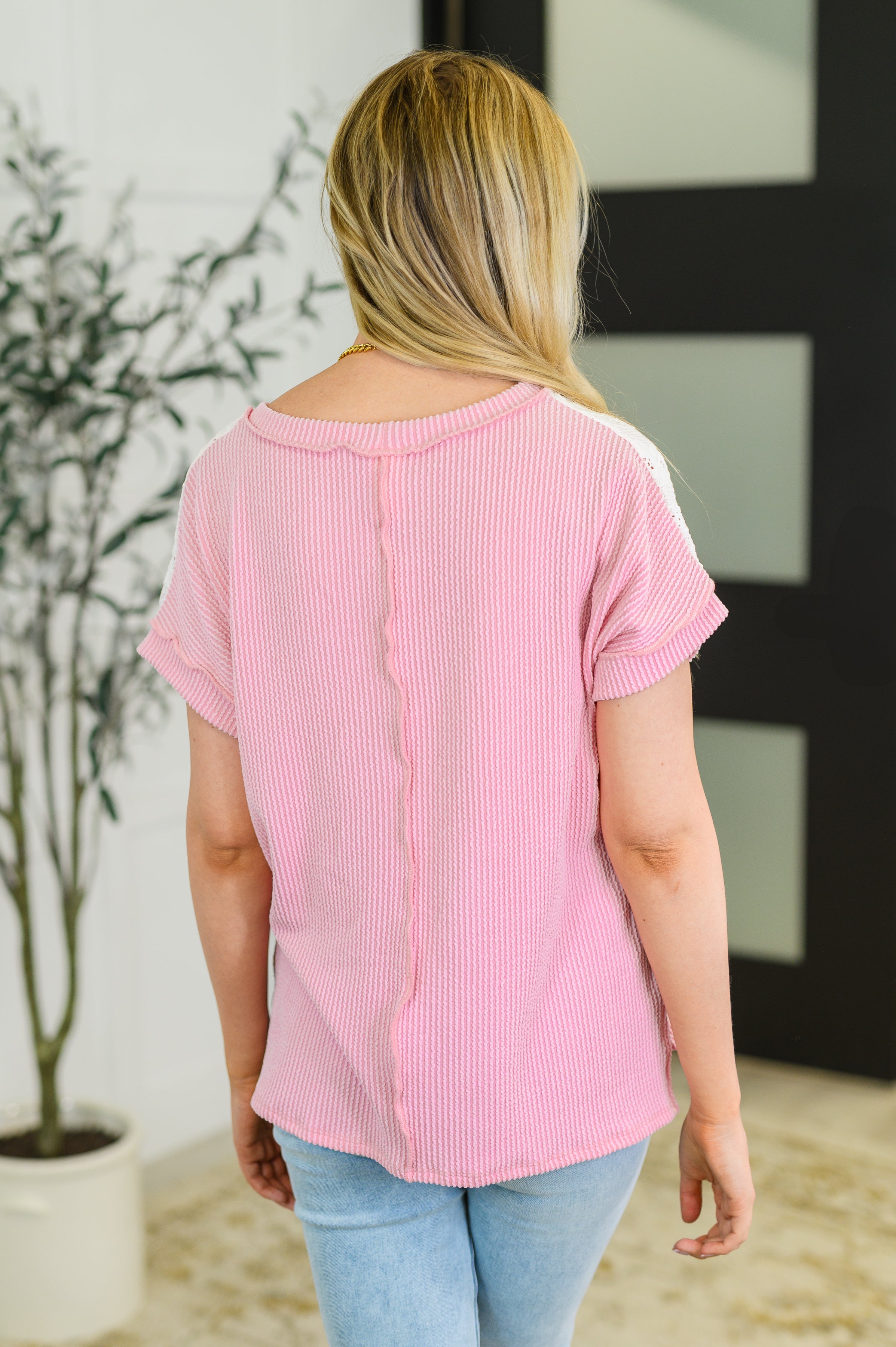 Parlour Picnic Color Block Knit Top in Pink - Charming Charlie