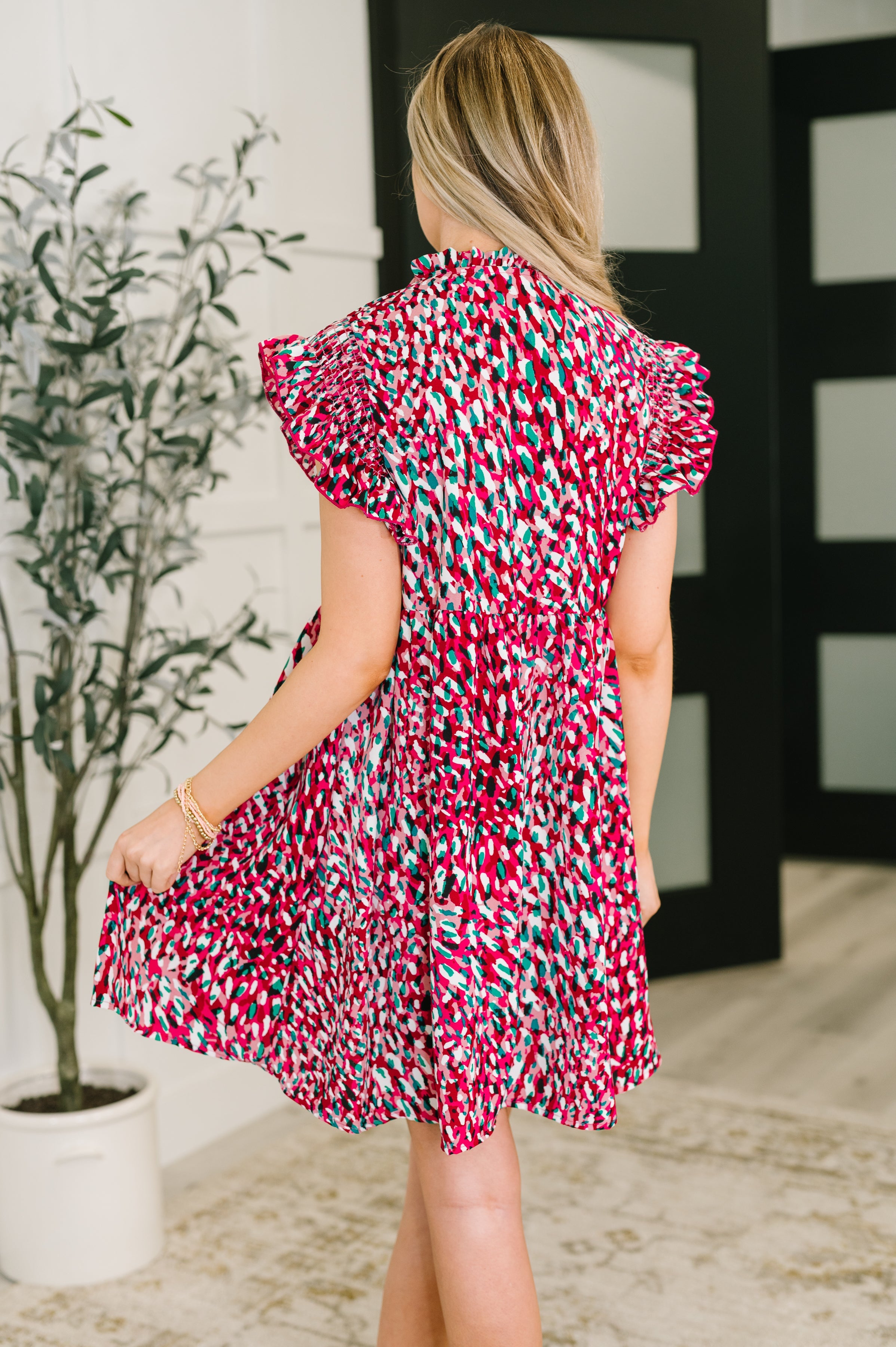 Pattern Pending Bow Detail Dress in Fuchsia and Black - Charming Charlie