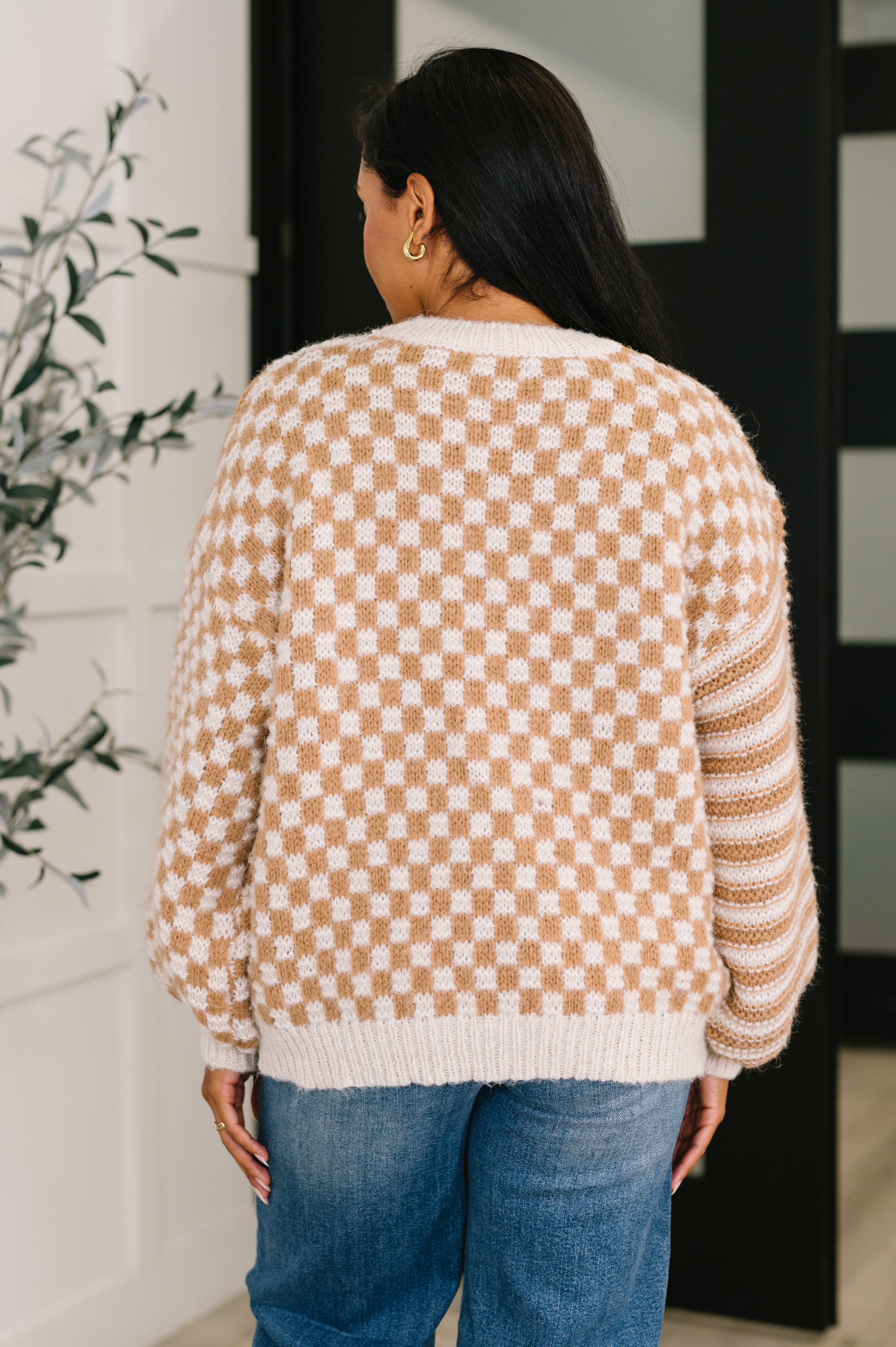 Pattern Play Oversized Pullover in Taupe - Charming Charlie
