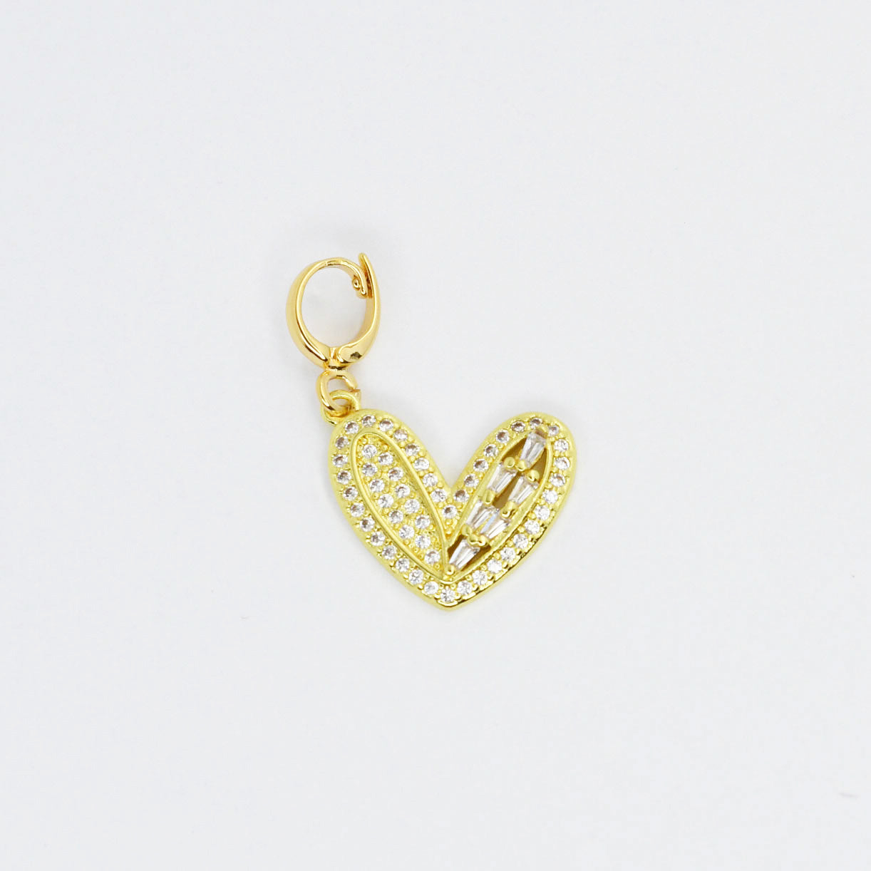 Pave Gold Heart Charm CH-73 - Charming Charlie