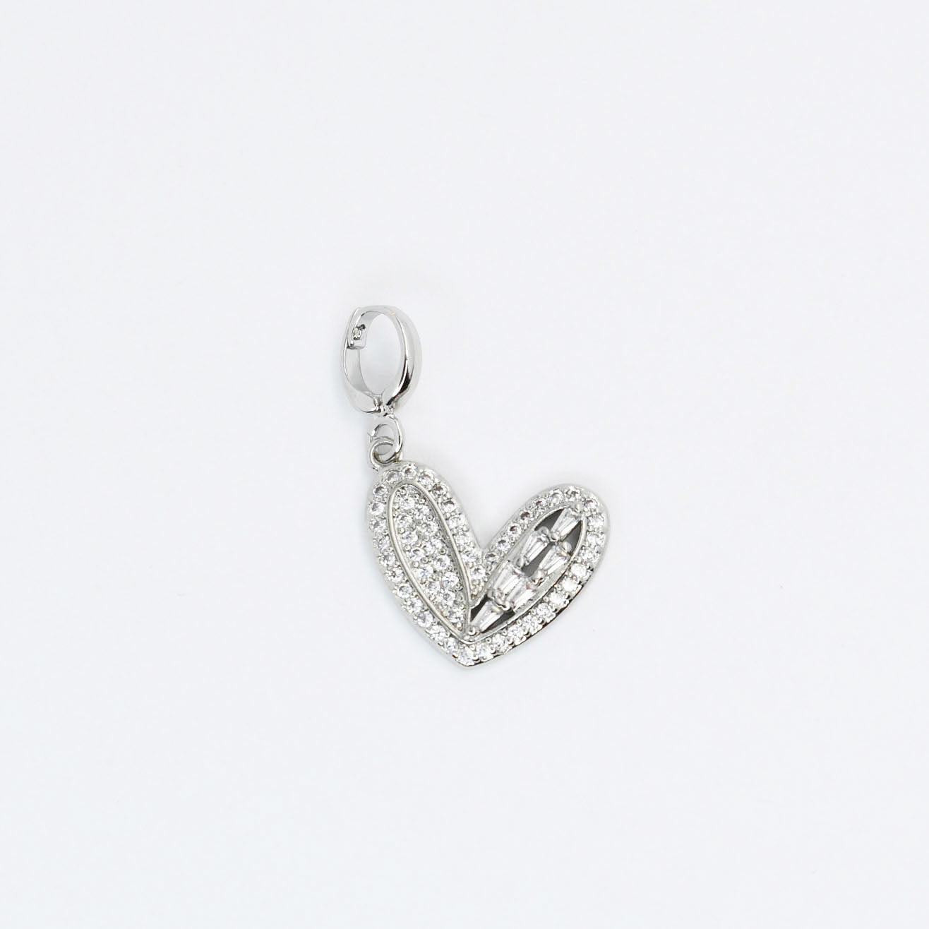 Pave Silver Heart Charm CH-54 - Charming Charlie
