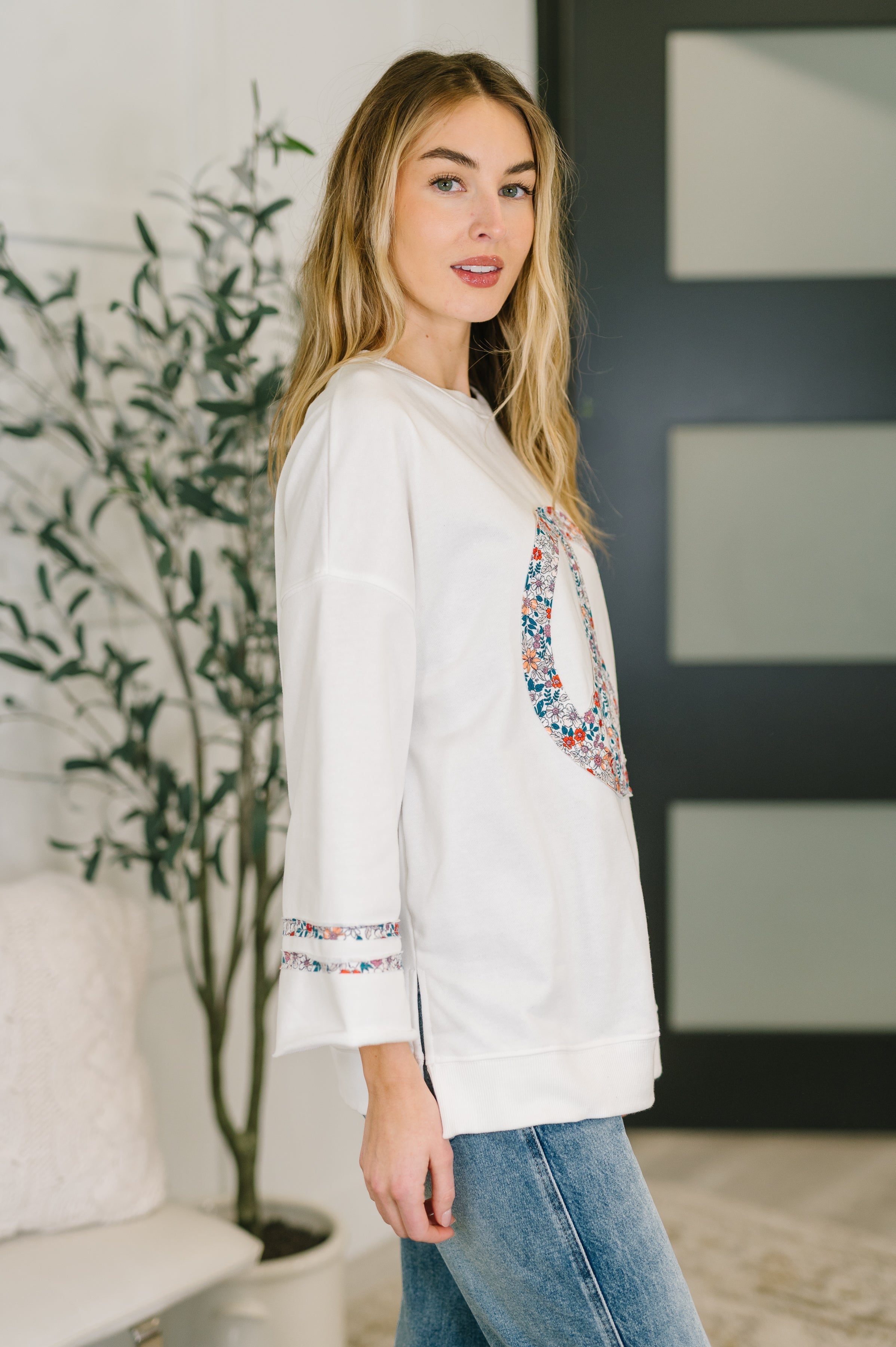 Peace, Love, and Flowers Peace Sign Top - Charming Charlie