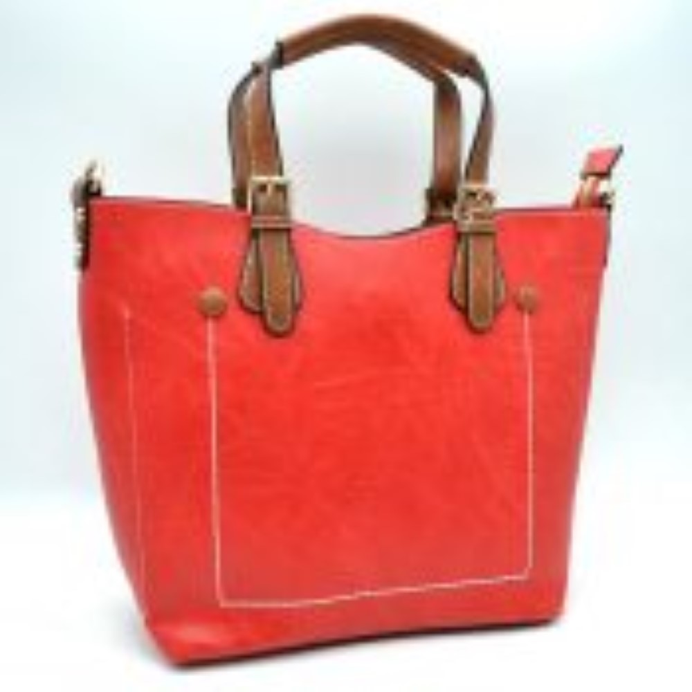 Peach Vegan Leather Tote Shoulder Handbags For Women. Ideal for everyday occasions such as work, school, shopping, etc. Made of high quality Vegan leather material that's light weight and comfortable to carry. Spacious main compartment with magnetic snap closure to safely store a variety of personal items such as wallet, tablet, phone, books, and other essentials. One interior open pocket for small accessories within hand's reach.