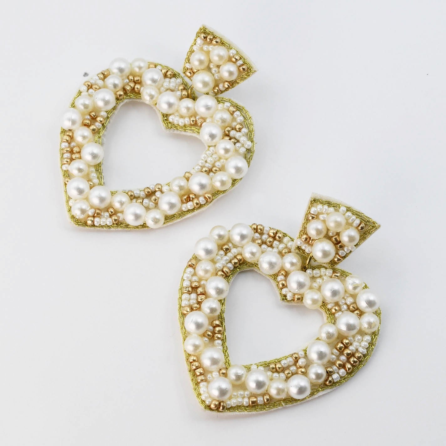 Pearl Heart Earrings C7 - Charming Charlie