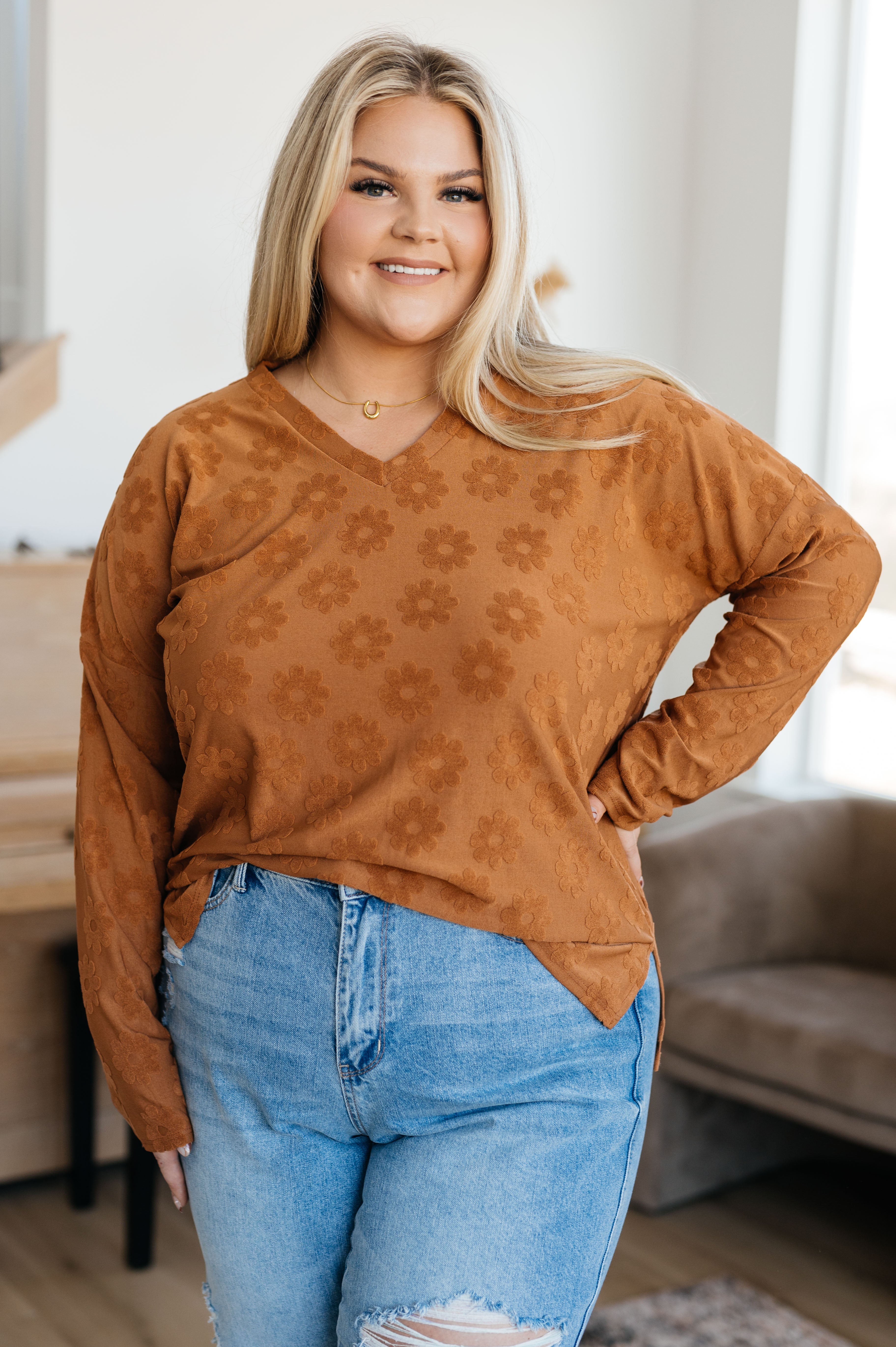 Perfect in Pansies V-Neck Top - Charming Charlie
