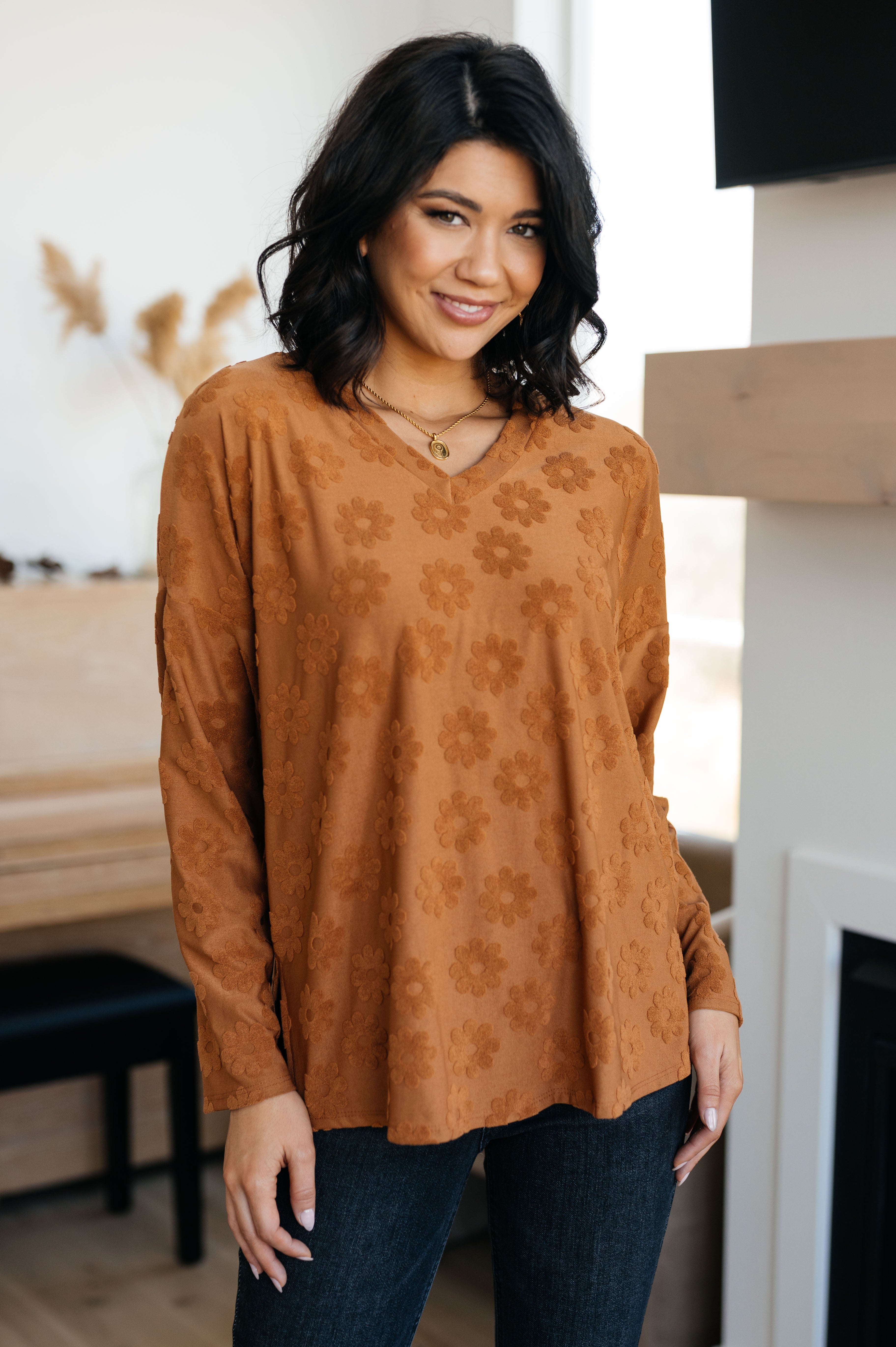 Perfect in Pansies V-Neck Top - Charming Charlie