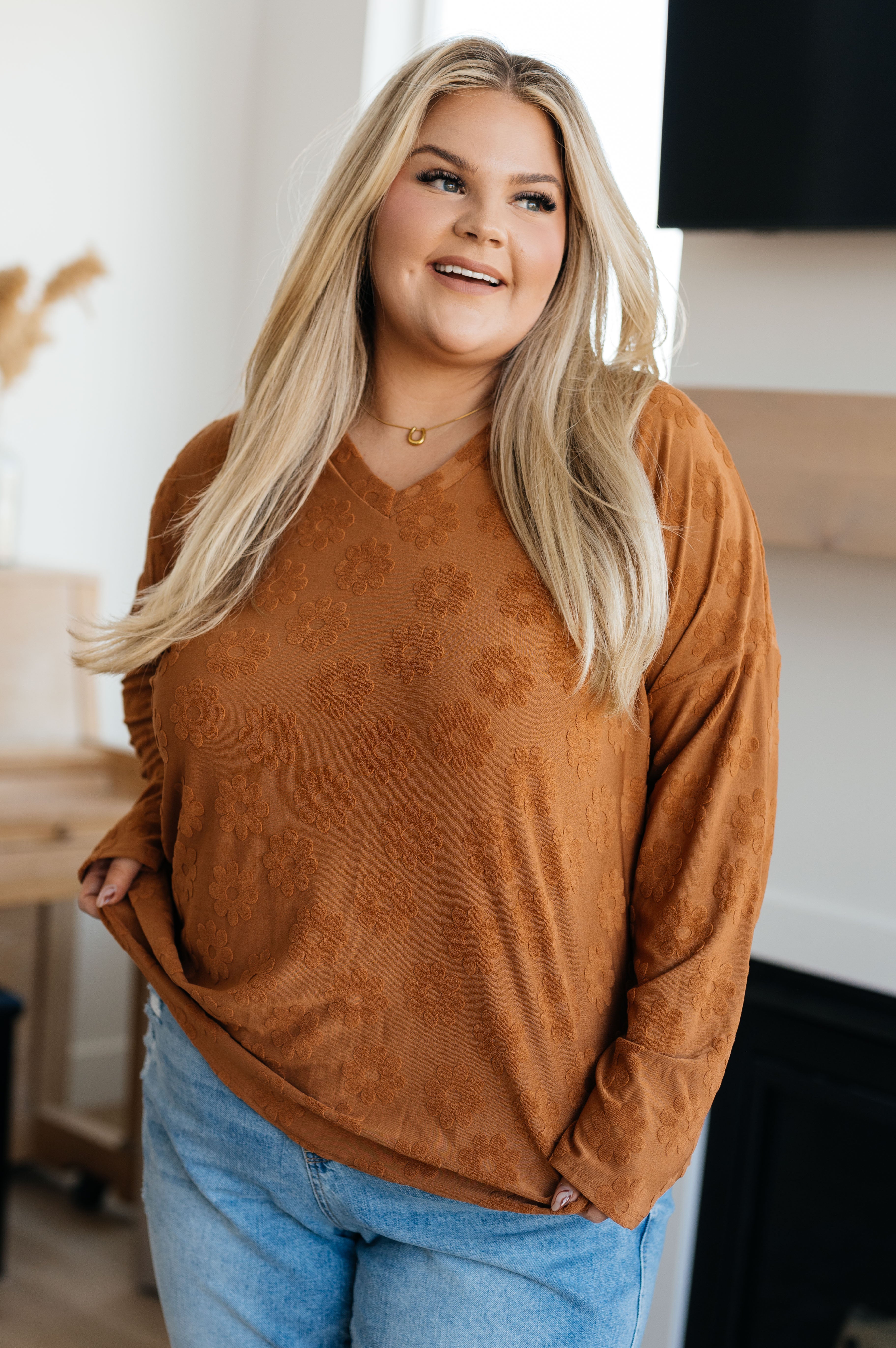 Perfect in Pansies V-Neck Top - Charming Charlie