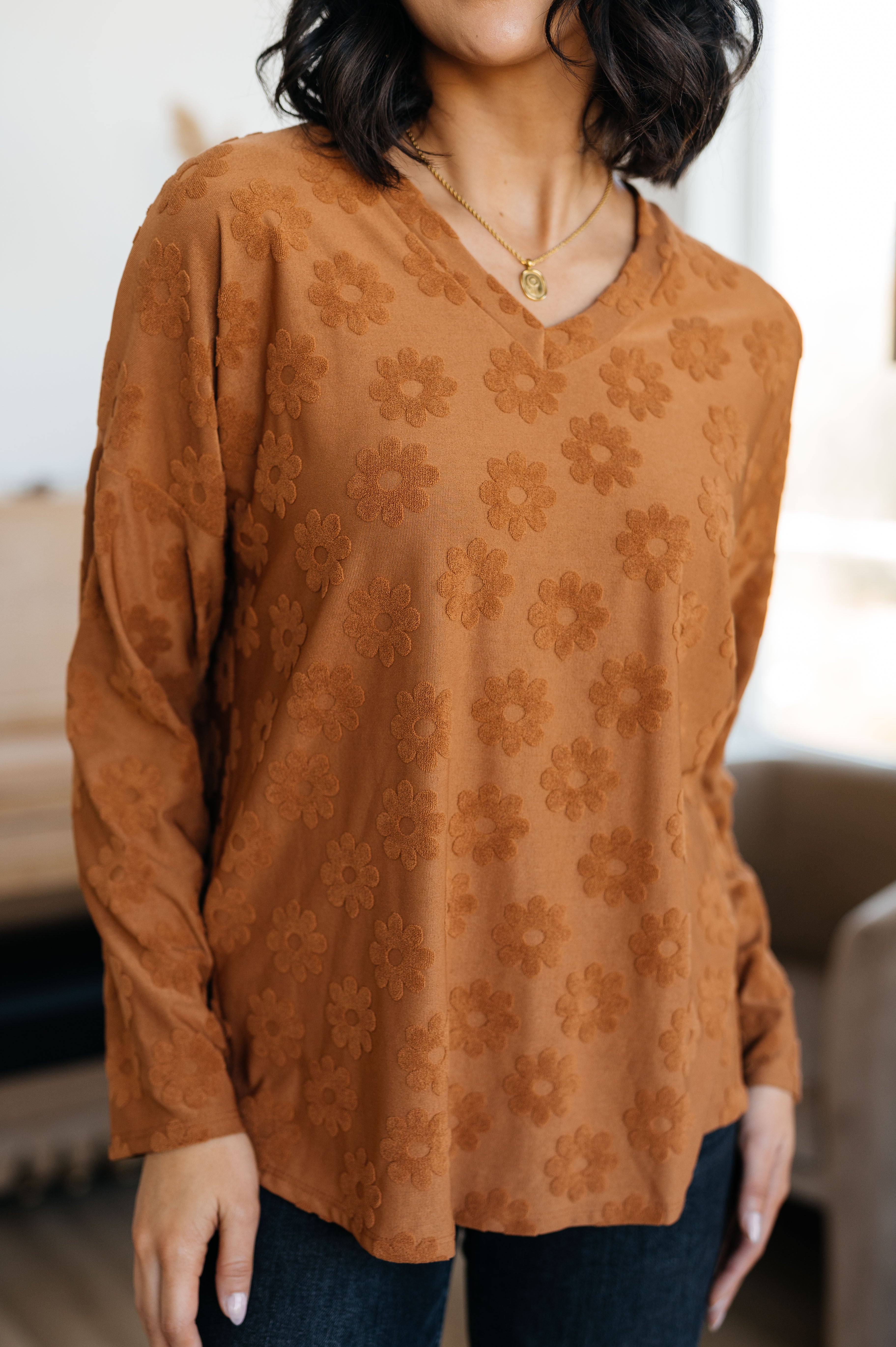 Perfect in Pansies V-Neck Top - Charming Charlie