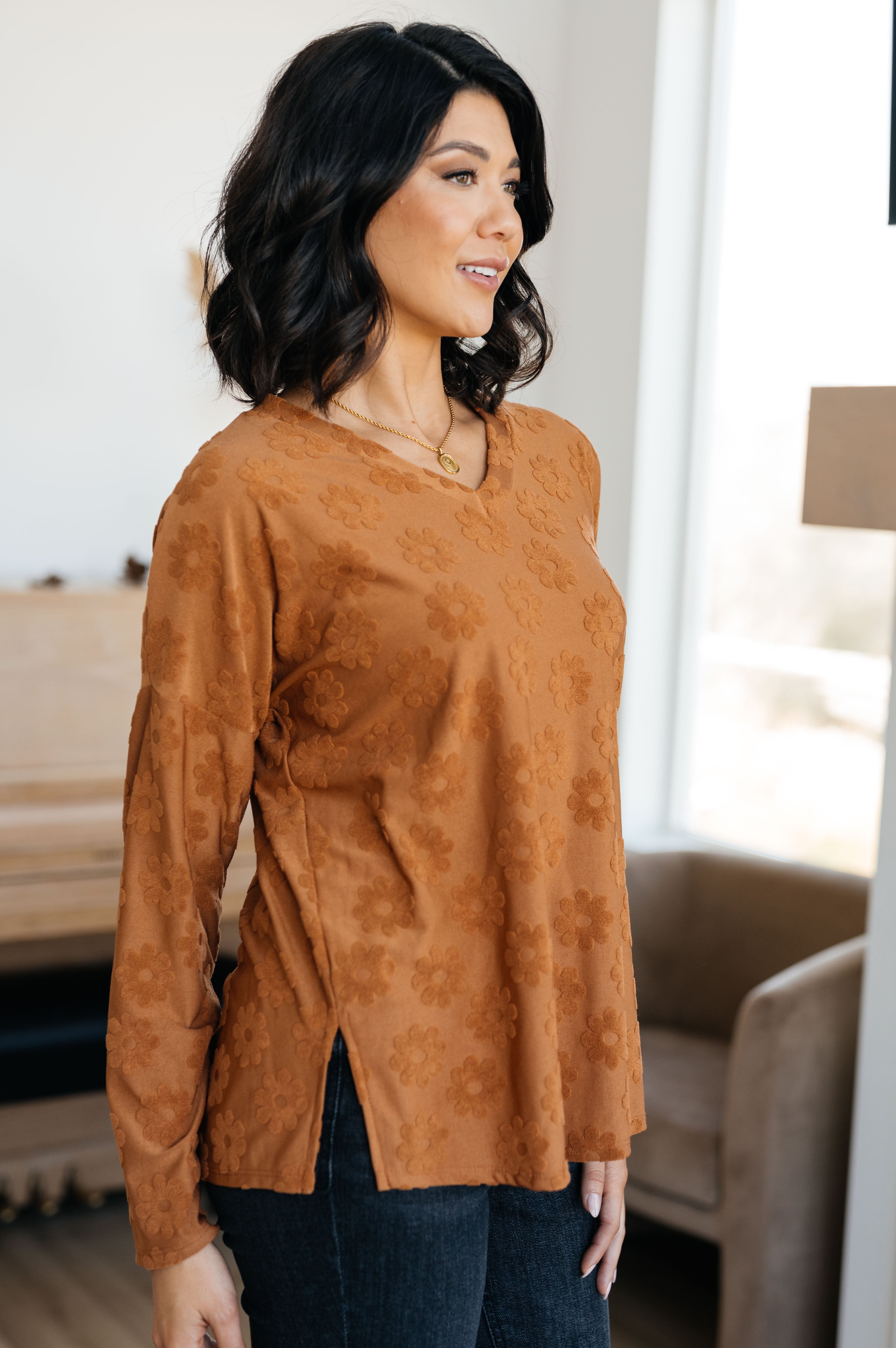 Perfect in Pansies V-Neck Top - Charming Charlie