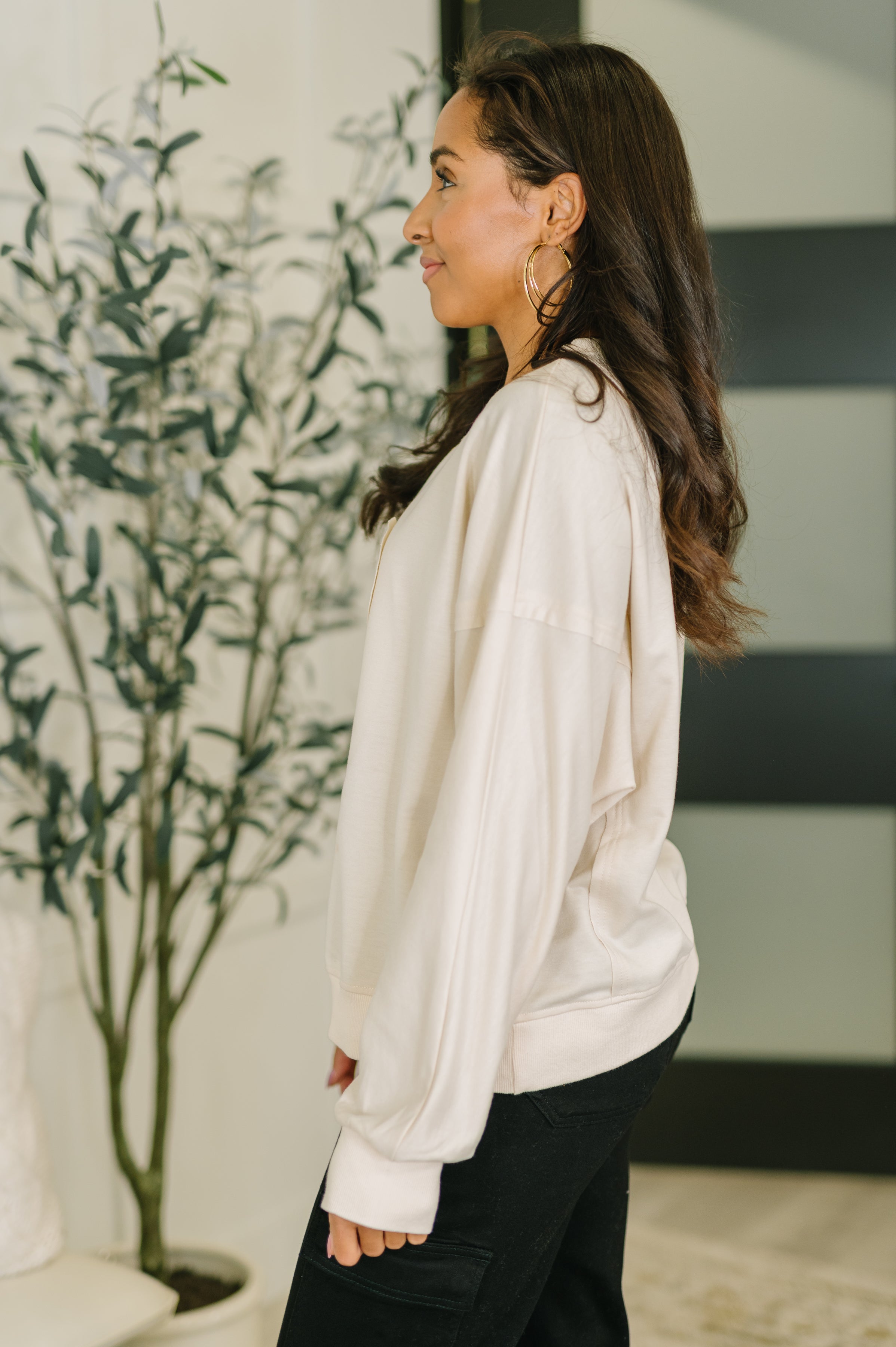 Petal Poise Floral Applique Pullover in Neutral - Charming Charlie
