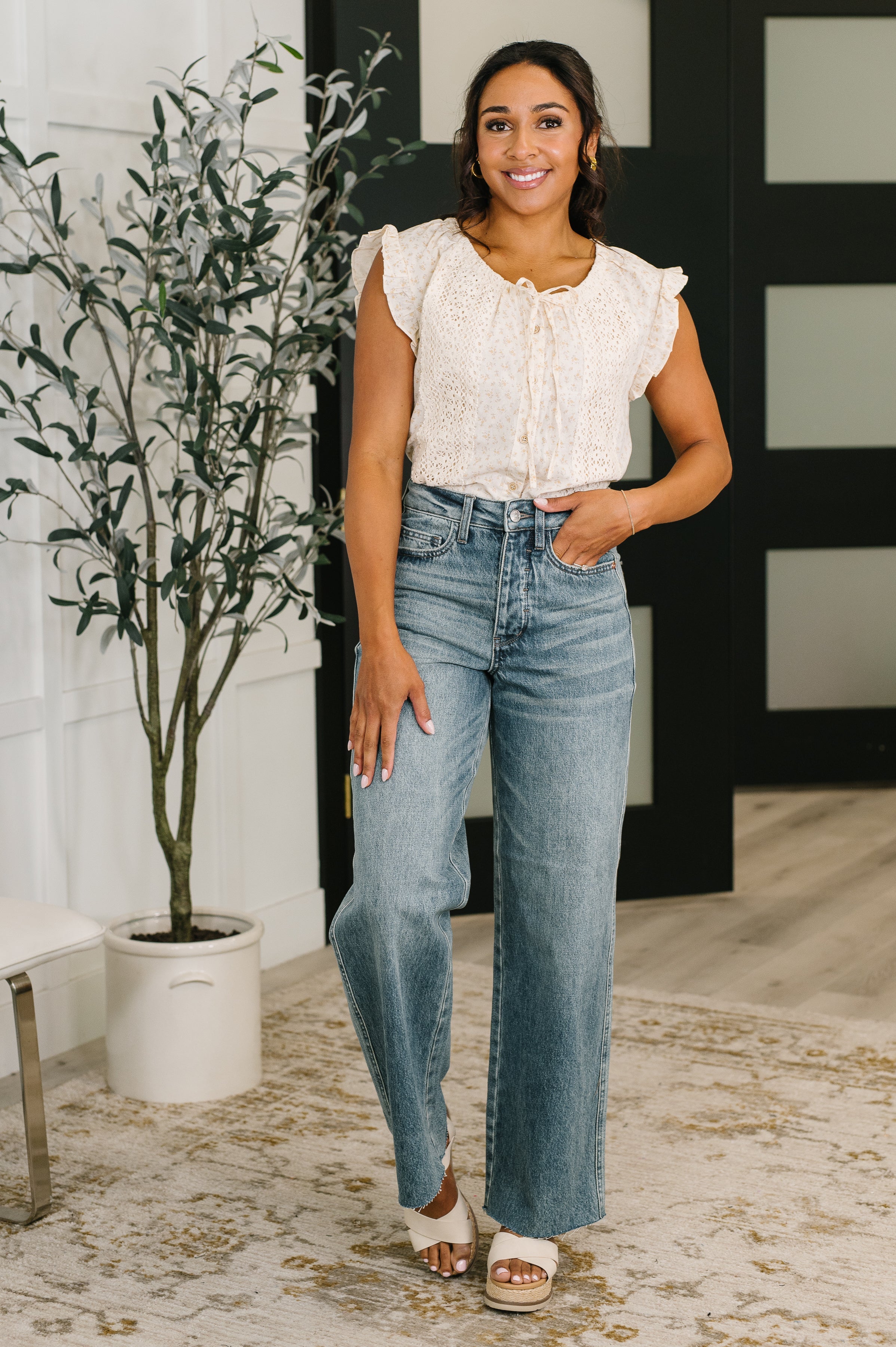 Picnic Petal Lace Detail Top - Charming Charlie