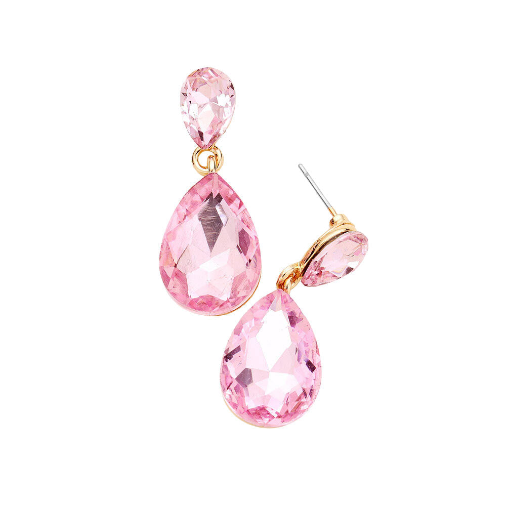 Pink Glass Crystal Teardrop Dangle Earrings, these teardrop earrings put on a pop of color to complete your ensemble & make you stand out with any special outfit. The beautifully crafted design adds a gorgeous glow to any outfit on special occasions. Crystal Teardrop sparkling Stones give these stunning earrings an elegant look. Perfectly lightweight, easy to wear & carry throughout the whole day.