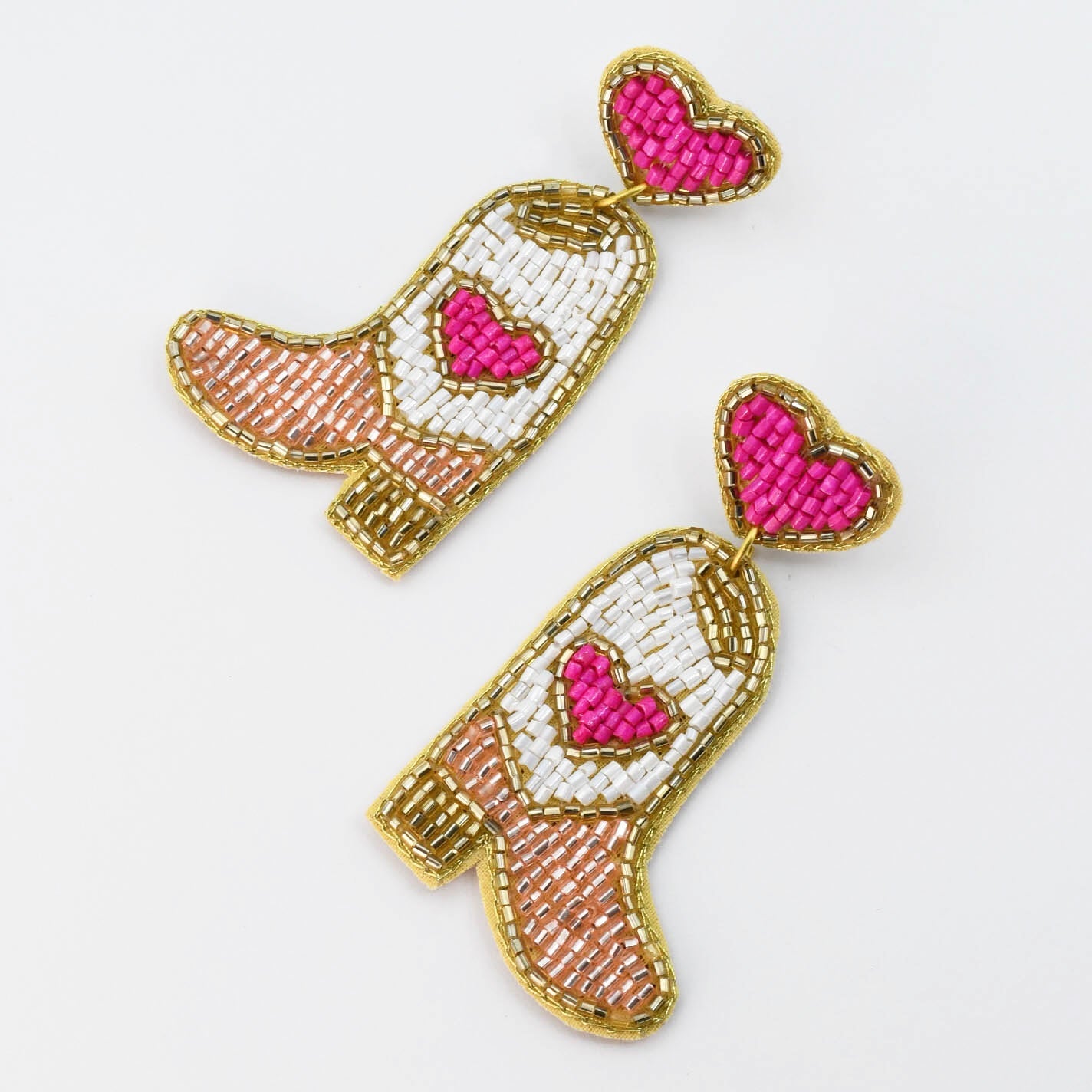 Pink Heart Boot Beaded Earrings B12 - Charming Charlie