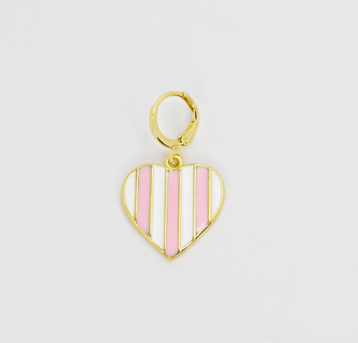 Pink Stripes Heart Charm CH-83 - Charming Charlie